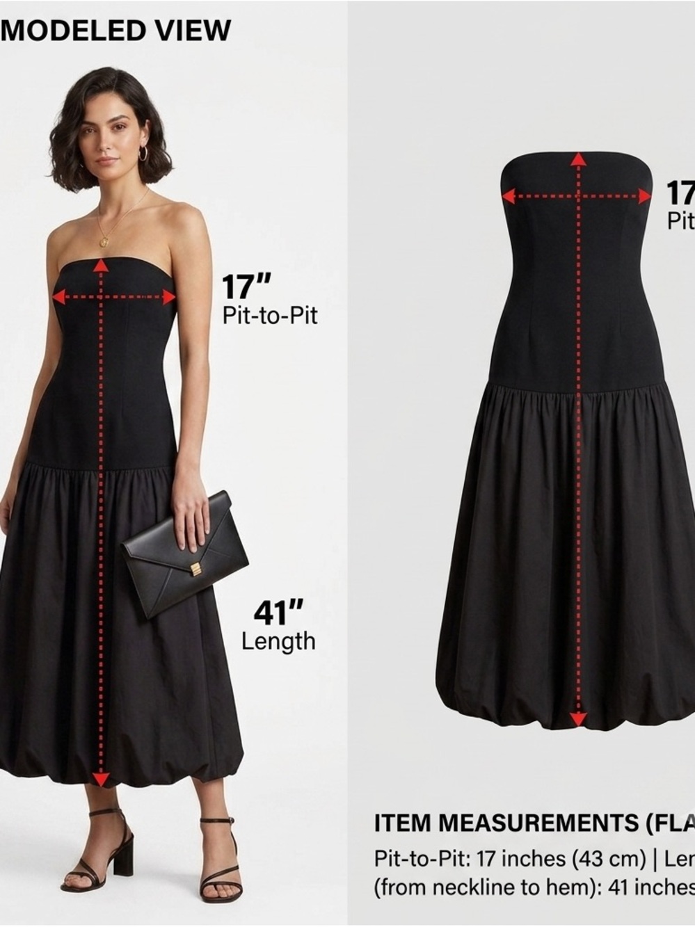 NWT Express Black Strapless Drop Waist Midi Dress With Full Gathered Skirt Size - Picture 6 of 8